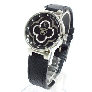 Auth LOUIS VUITTON Moon Divine Black Silver Wrist Watch